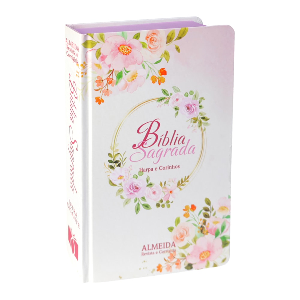Bíblia Floral Rosa | ARC | Letra Gigante | Capa Dura | Harpa Avivada e Corinhos
