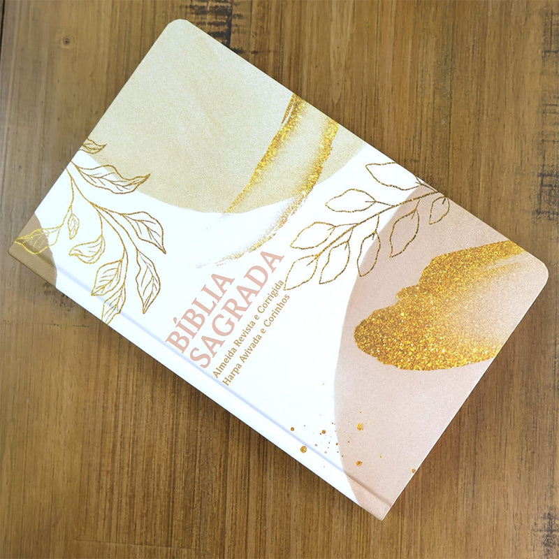 Bíblia Sagrada Folhagens Rosa| ARC | Letra Gigante | Capa Dura | Harpa Avivada e Corinhos