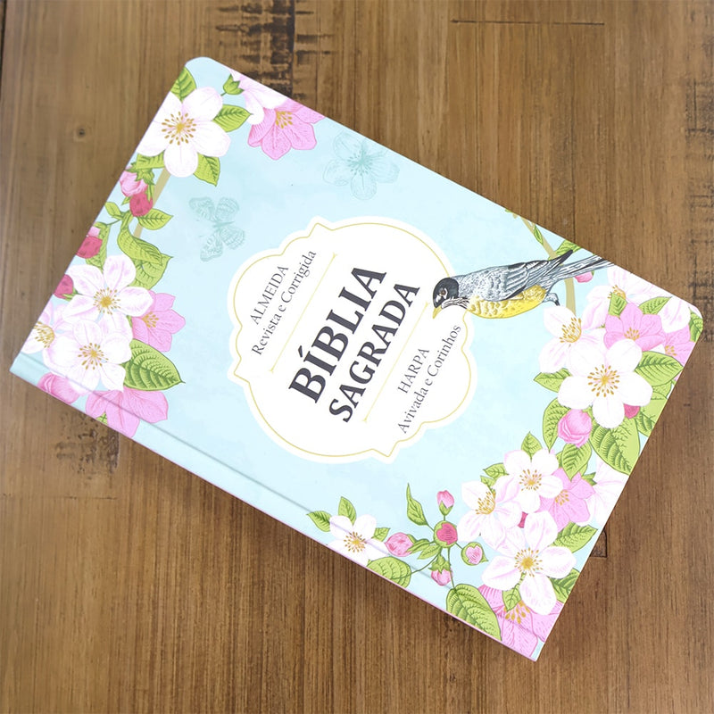 Bíblia Sagrada Jardim Pássaro | ARC | Letra Grande | Capa Dura | Harpa Avivada e Corinhos