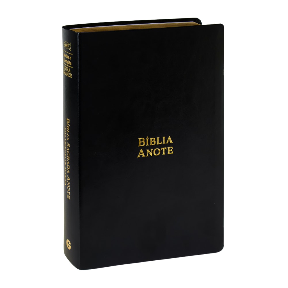 Bíblia Sagrada Anote ARC Letra Grande, capa luxo preta com detalhes dourados. — Plenitude