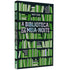 Livro: A Biblioteca Da Meia-Noite, Matt Haig. Capa preta com estantes de livros verdes. — Plenitude