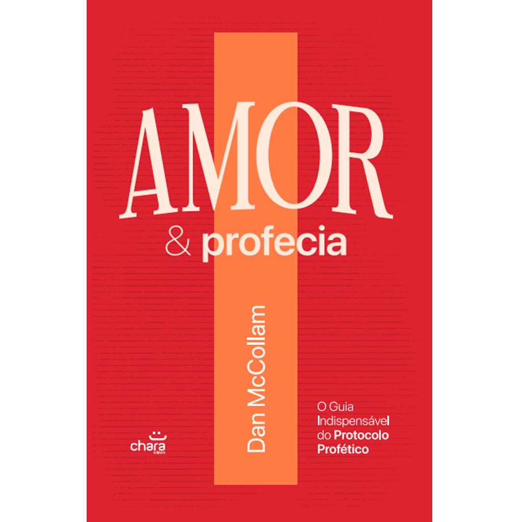 Livro Amor e Profecia de Dan McCollam, capa vermelha com faixa laranja vertical. — Plenitude
