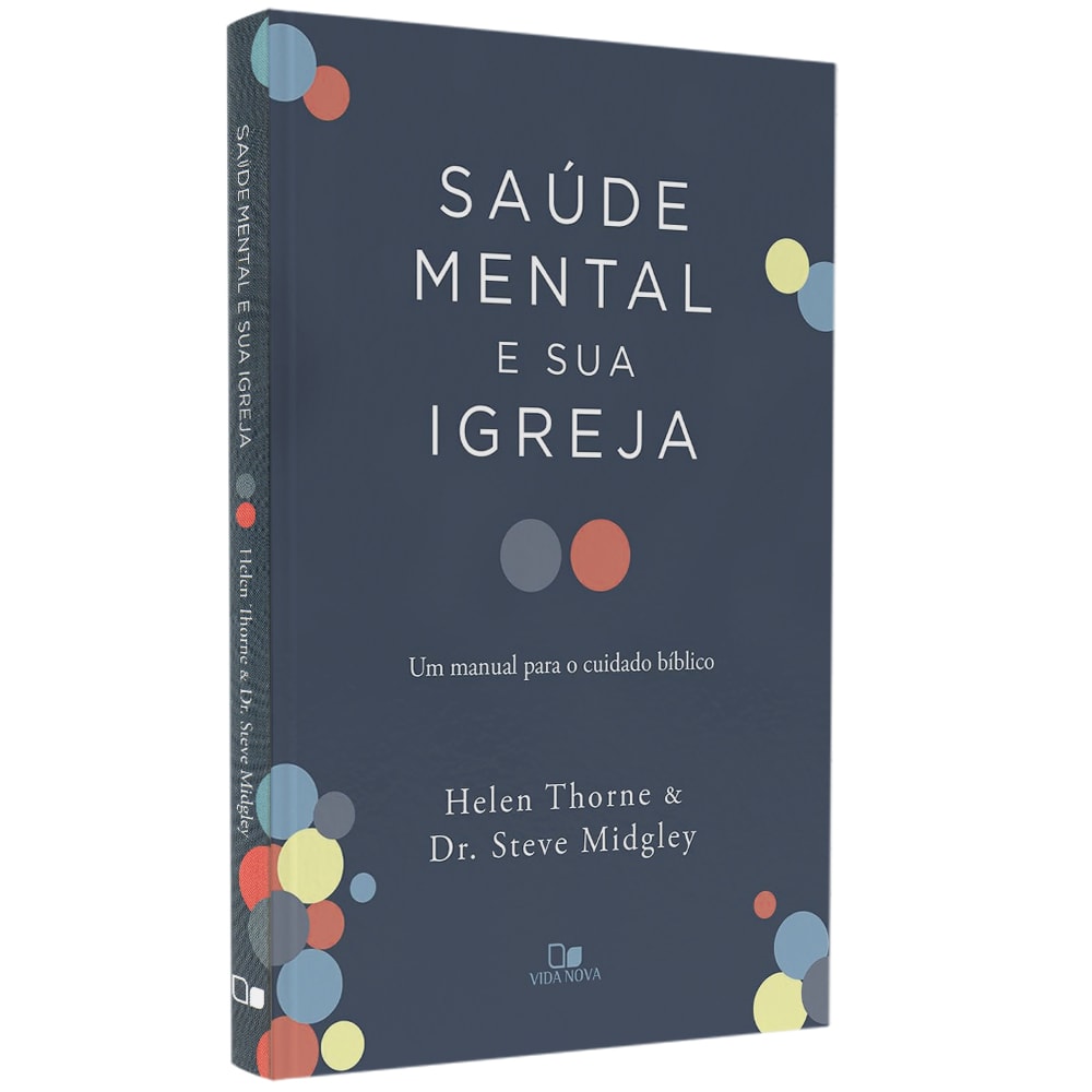 Livro "Saúde Mental e Sua Igreja" de Helen Thorne, capa azul escura com círculos coloridos. — Plenitude