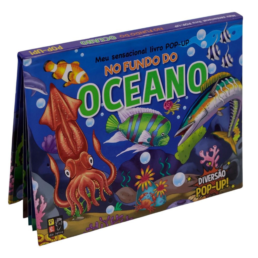 Livro Meu Sensacional Livro Pop-Up No Fundo do Mar, capa com animais marinhos. — Plenitude