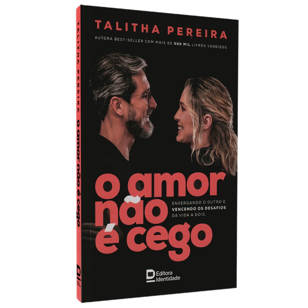 Livro O Amor Não é Cego, capa preta com fotos de um casal. — Plenitude