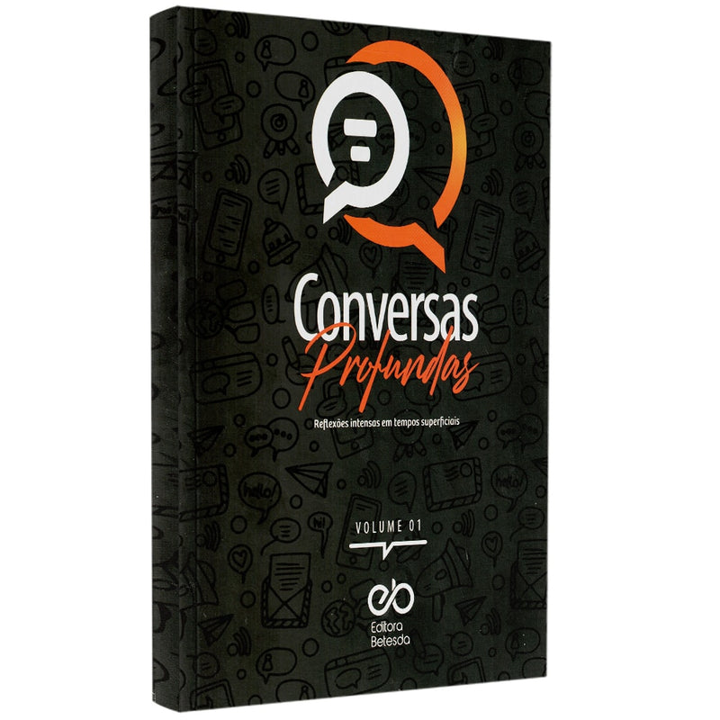 Livro Conversas Profundas Vol 1 de Sezar Cavalcante, capa preta com ícone de balão de fala laranja. — Plenitude