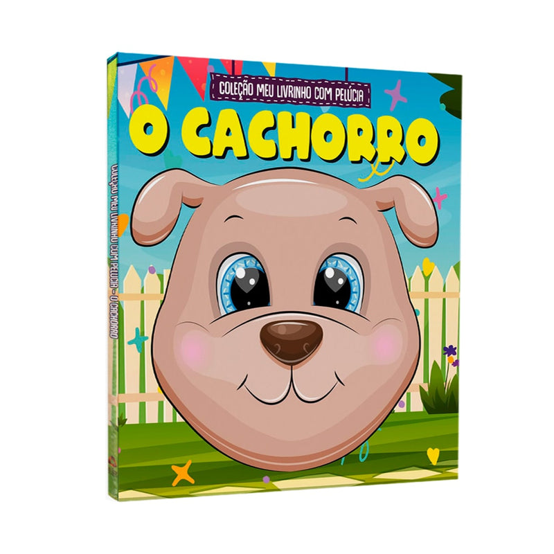 Coleção Meu Livrinho Com Pelúcia, King Books, capa dura azul com cachorro marrom. — Plenitude