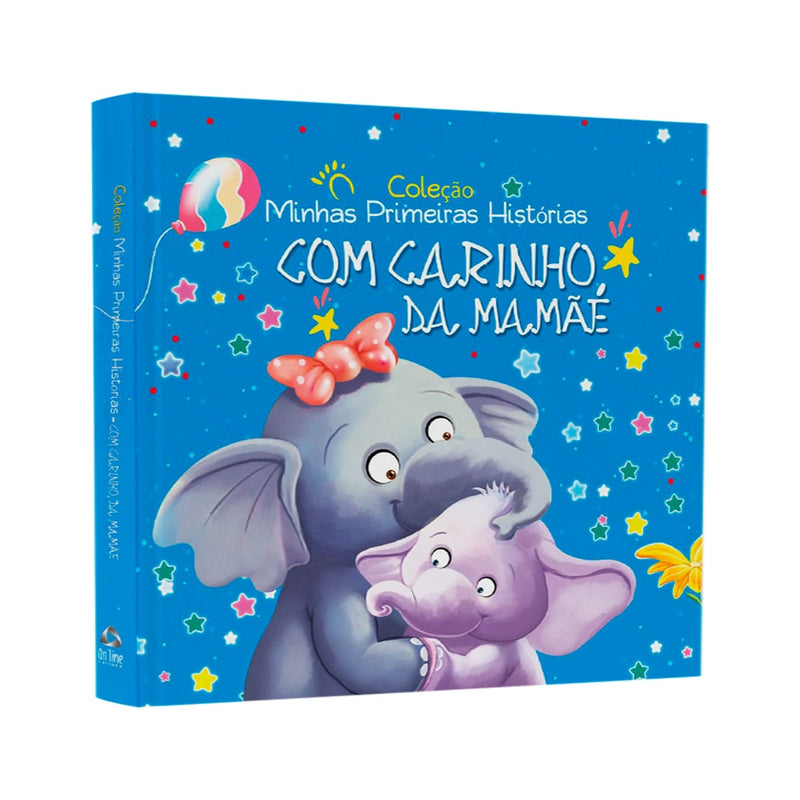 Coleção Minhas Primeiras Histórias, King Books, capa dura azul com elefantes. — Plenitude