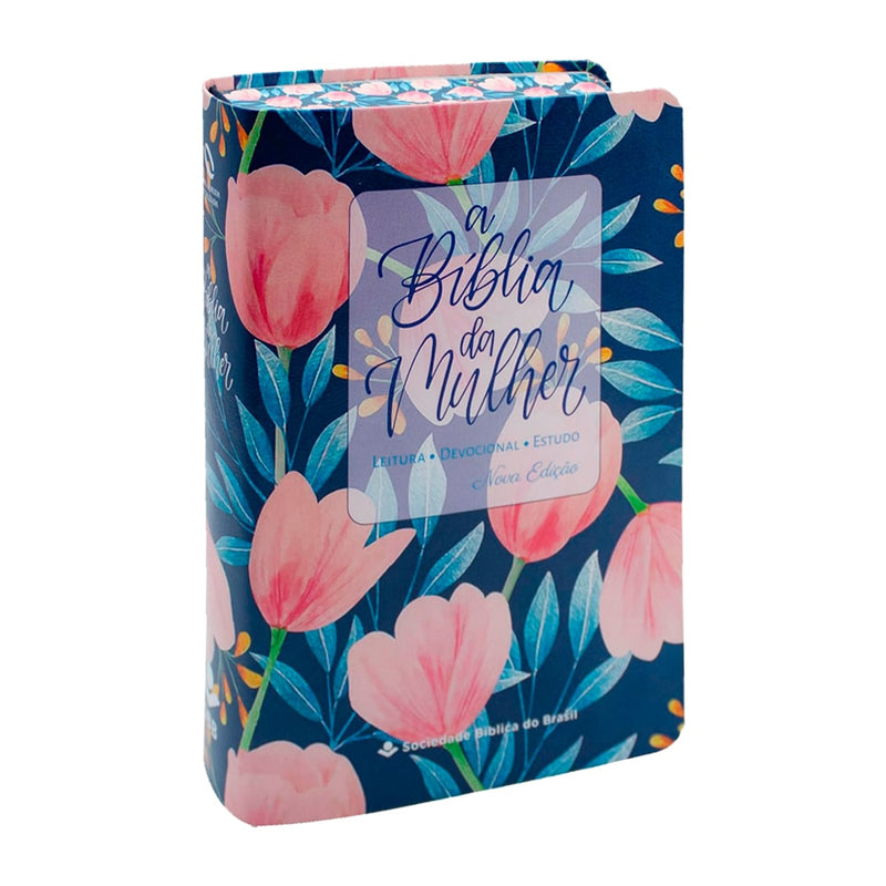A Bíblia da Mulher | Portátil | NAA | Capa Azul Tulipa