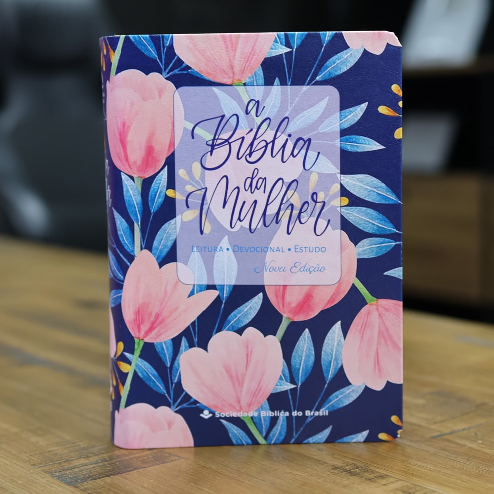 A Bíblia da Mulher | Portátil | NAA | Capa Azul Tulipa