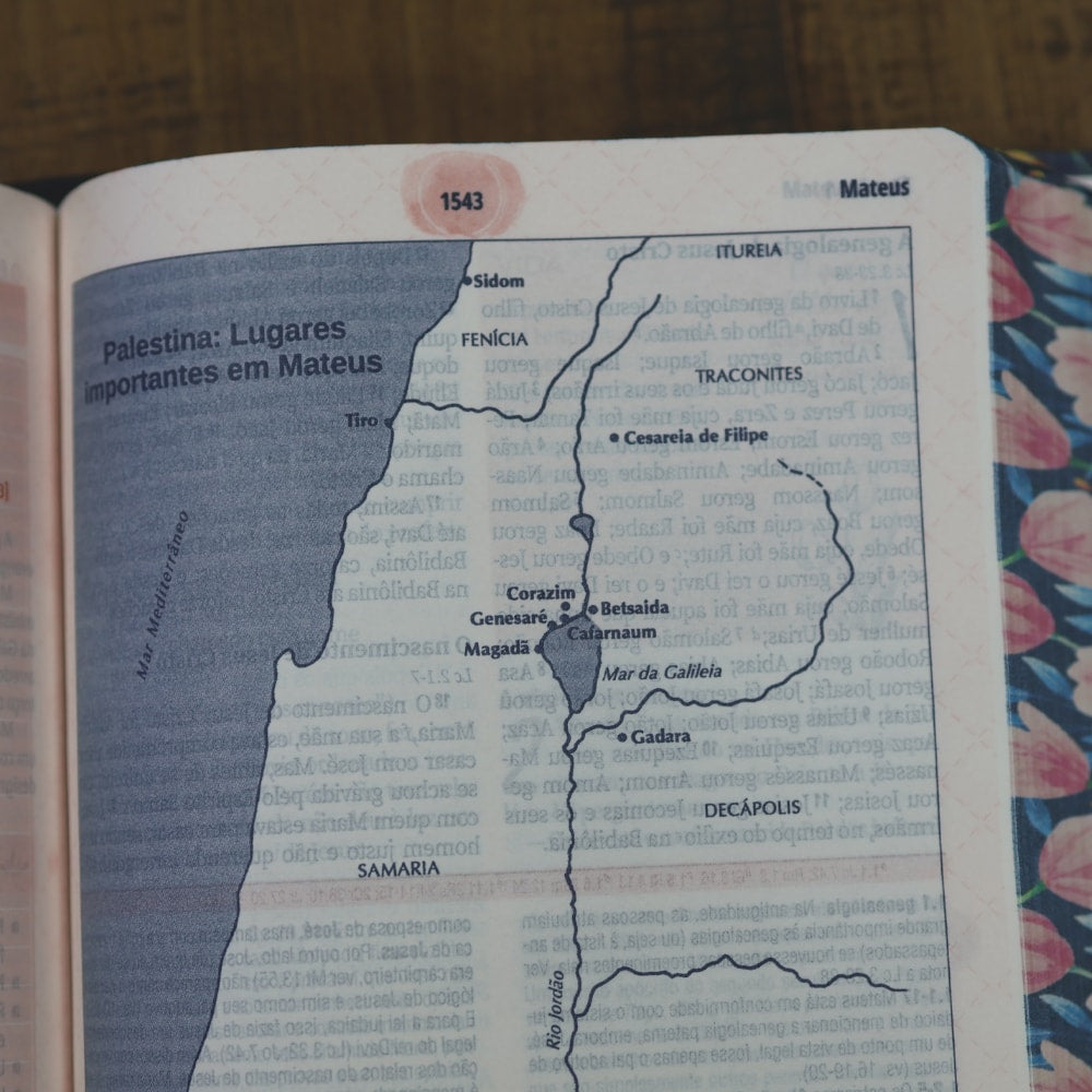 A Bíblia da Mulher | Portátil | NAA | Capa Azul Tulipa