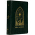 Bíblia Sagrada A21, capa couro soft verde com ilustração de vitral dourado e "The Purpose Book" na lombada — Plenitude.