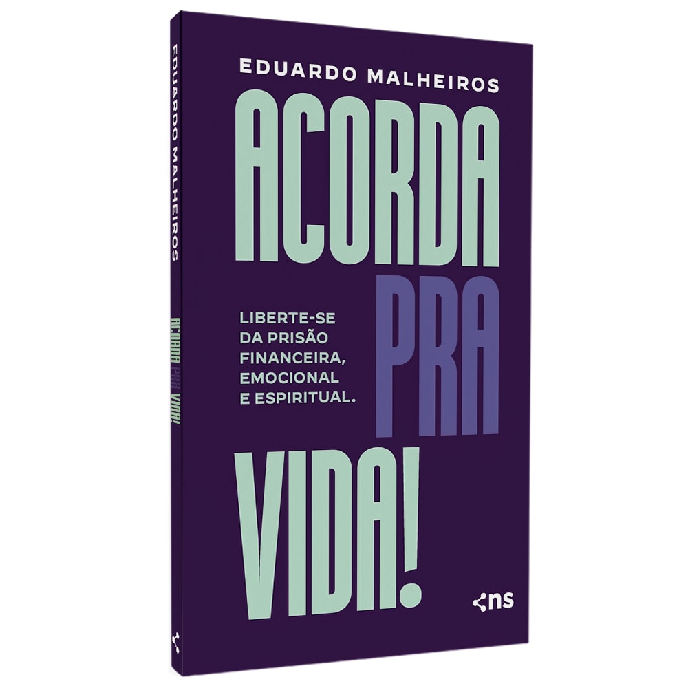 Livro Acorda Pra Vida!, capa roxa com título em verde e branco. — Plenitude