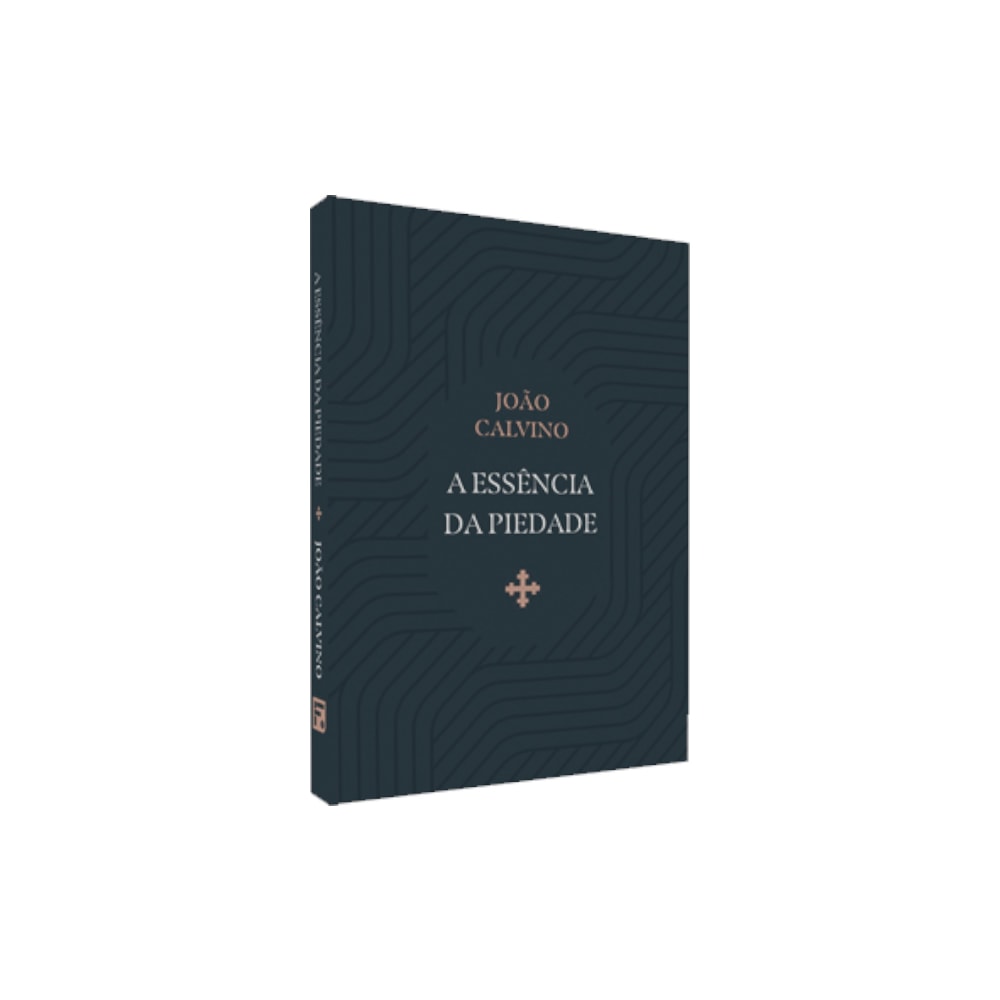 Livro A Essência da Piedade, capa escura com padrão geométrico e cruz. — Plenitude