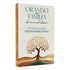 Livro Orando em Família Devocional Diário, capa branca com árvore dourada e detalhes em marrom. — Plenitude