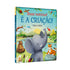 Livro Boas Notícias! É A Criação de Glenys Nellist, capa azul com elefante e outros animais. — Plenitude