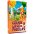 Livro Grande Livro de Fábulas, capa laranja com ilustrações de animais em estilo cartoon. — Plenitude