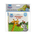 Livro de banho "Um Livro de Banho | Amiguinhos do Zoo" para 6 a 12 meses, embalagem branca com livro de girafa e zebra. — Plenitude