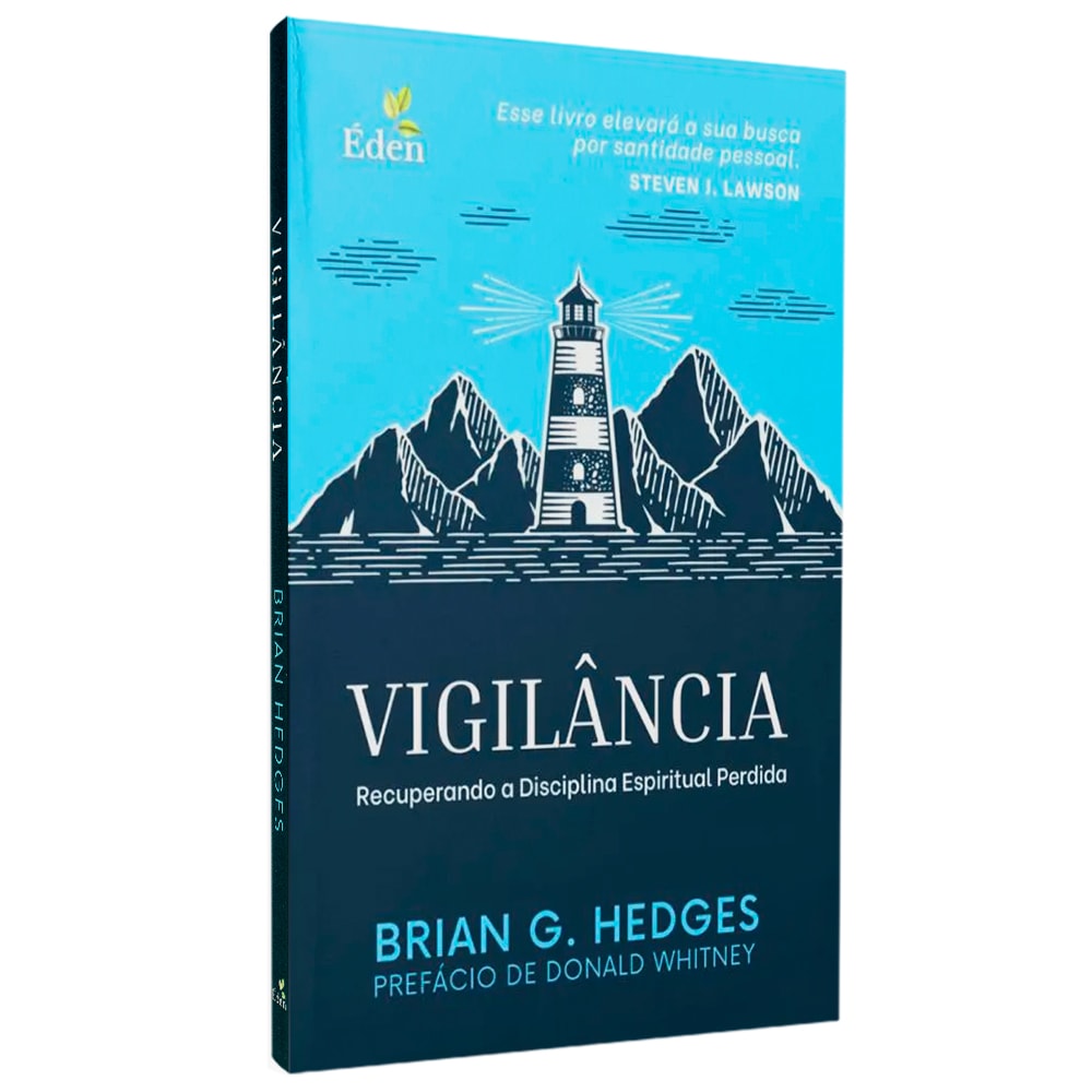 Capa do livro Vigilância de Brian G. Hedges, com fundo azul e ilustração de um farol. — Plenitude
