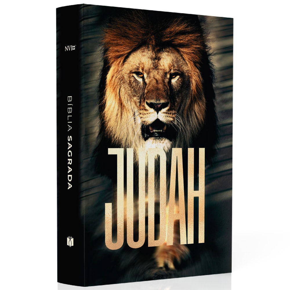 Bíblia Sagrada Leão de Judah, NVI, letra normal, capa brochura preta com leão. — Plenitude