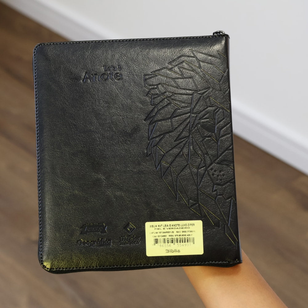Biblia NVT Leia e Anote | Fiel e Verdadeiro | Capa Luxo Zíper Preta