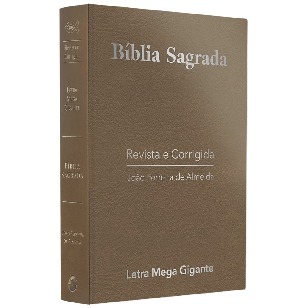 Bíblia Sagrada, ARC, Letra Mega Gigante, Luxo Bege, capa dura marrom com detalhes em prata. — Plenitude