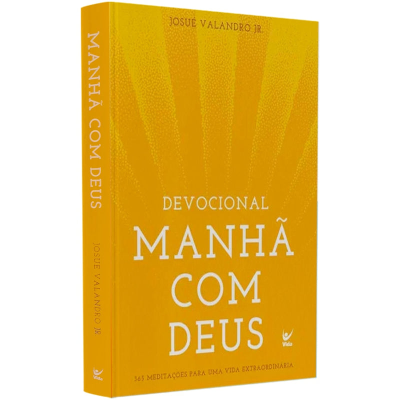 Capa do livro Devocional Manhã com Deus, de Josué Valandro Jr., com fundo amarelo vibrante. — Plenitude