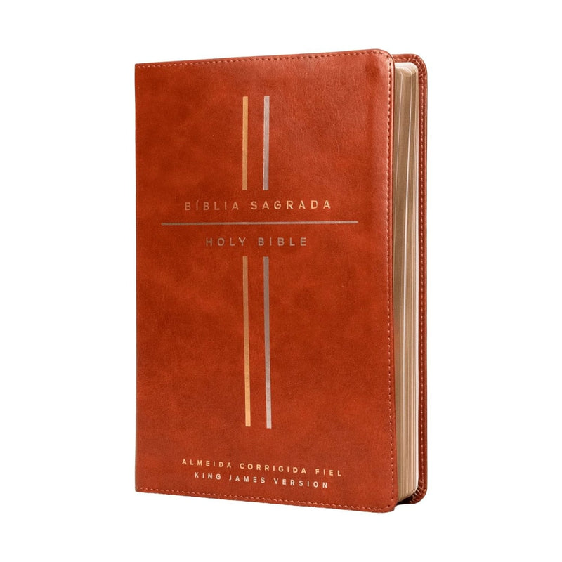 Bíblia Bilíngue | Português e Inglês | ACF | KJV | Leitura Perfeita | Couro Soft Marrom