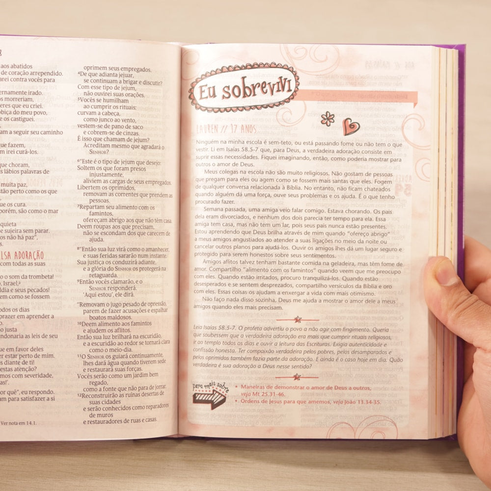 Bíblia de Estudo Aplicação Pessoal para Meninas | NVT | Média Rosa | Capa Dura
