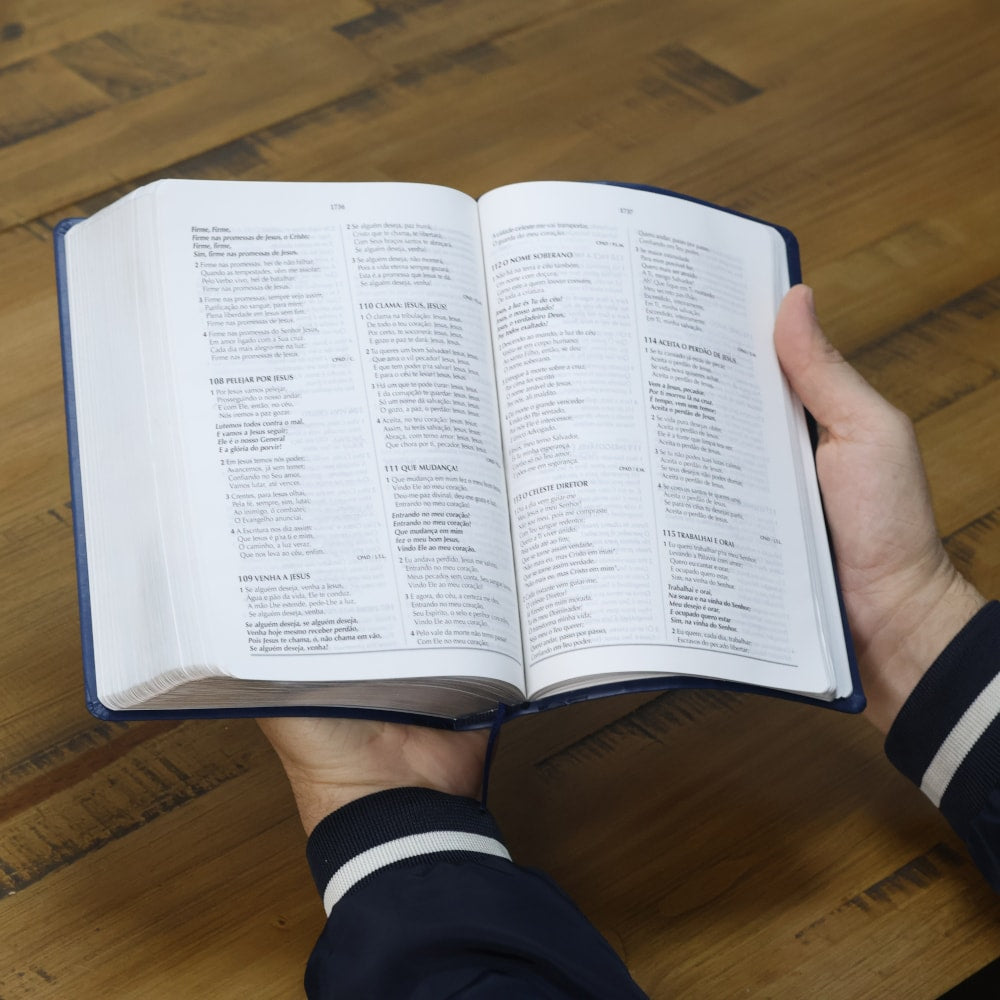 Bíblia de Estudo Explicada | ARC | Letra Média | Luxo Harpa Cristã Azul