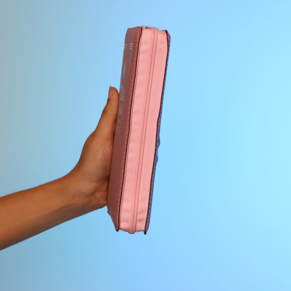 Bíblia Sagrada | ARC | Letra Grande | PJV |  PU Zíper Harpa Cristã Rosa Claro