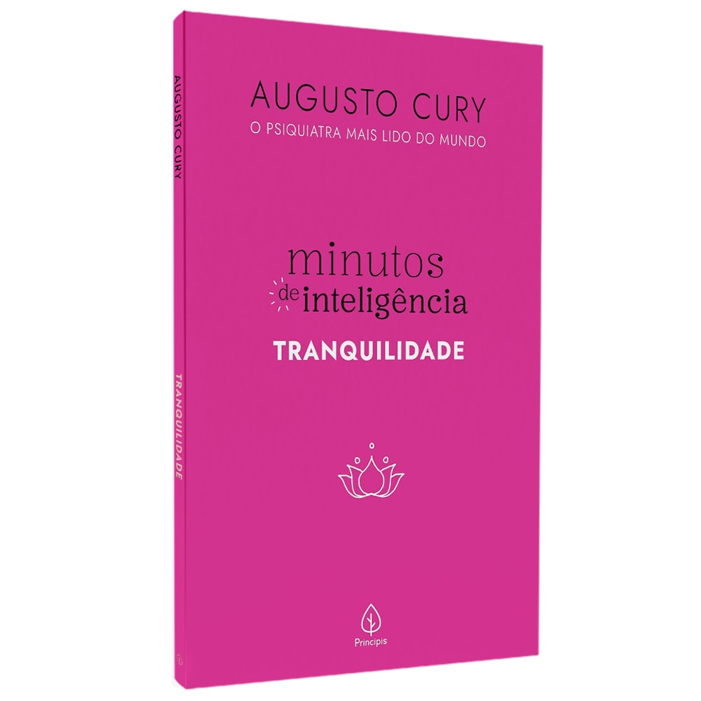 Livro: Minutos de Inteligência | Tranquilidade, capa rosa vibrante com título em branco. — Plenitude