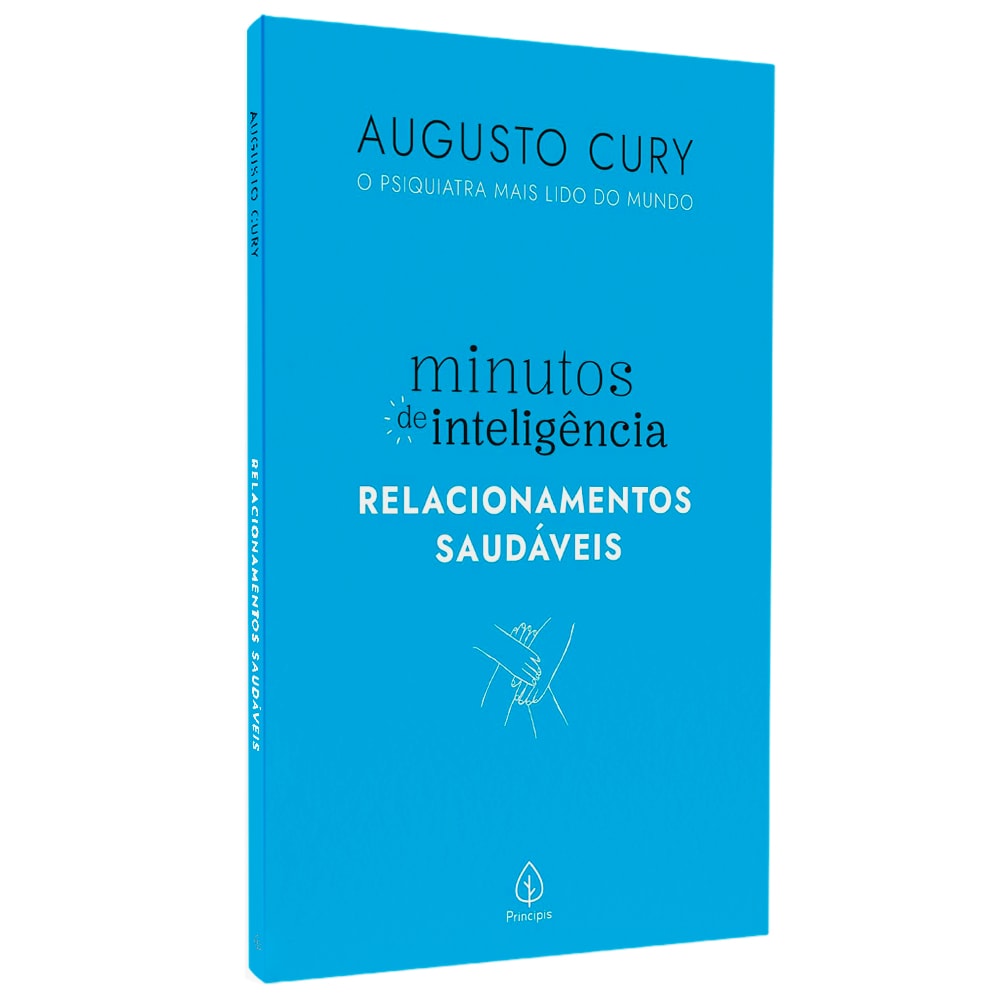Livro Minutos de Inteligência Relacionamentos Saudáveis de Augusto Cury, capa azul com título branco. — Plenitude