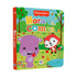 Livro infantil "Fisher-Price Hora de Comer" com capa verde e ilustrações de hipopótamo e raposa comendo maçãs. — Plenitude