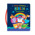 Livro Minha Primeira Bíblia Ilustrada Maleta, capa azul com Noé e animais na arca. — Plenitude