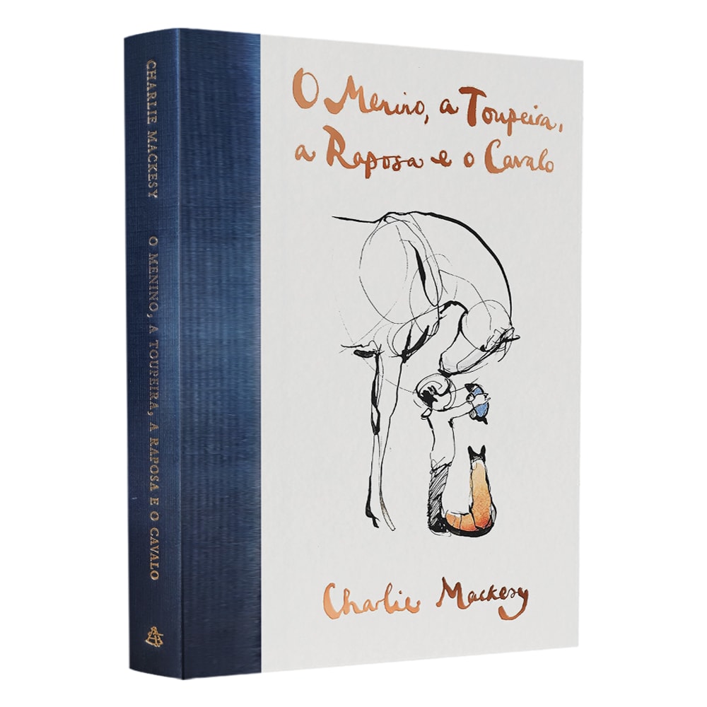 Livro O Menino, a Toupeira, a Raposa e o Cavalo, capa branca com ilustração a traço, de Charlie Mackesy. — Plenitude