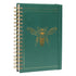 Planner Estações Promessa Viviane Martinello, capa dura verde com abelha dourada e espiral dourado. — Plenitude