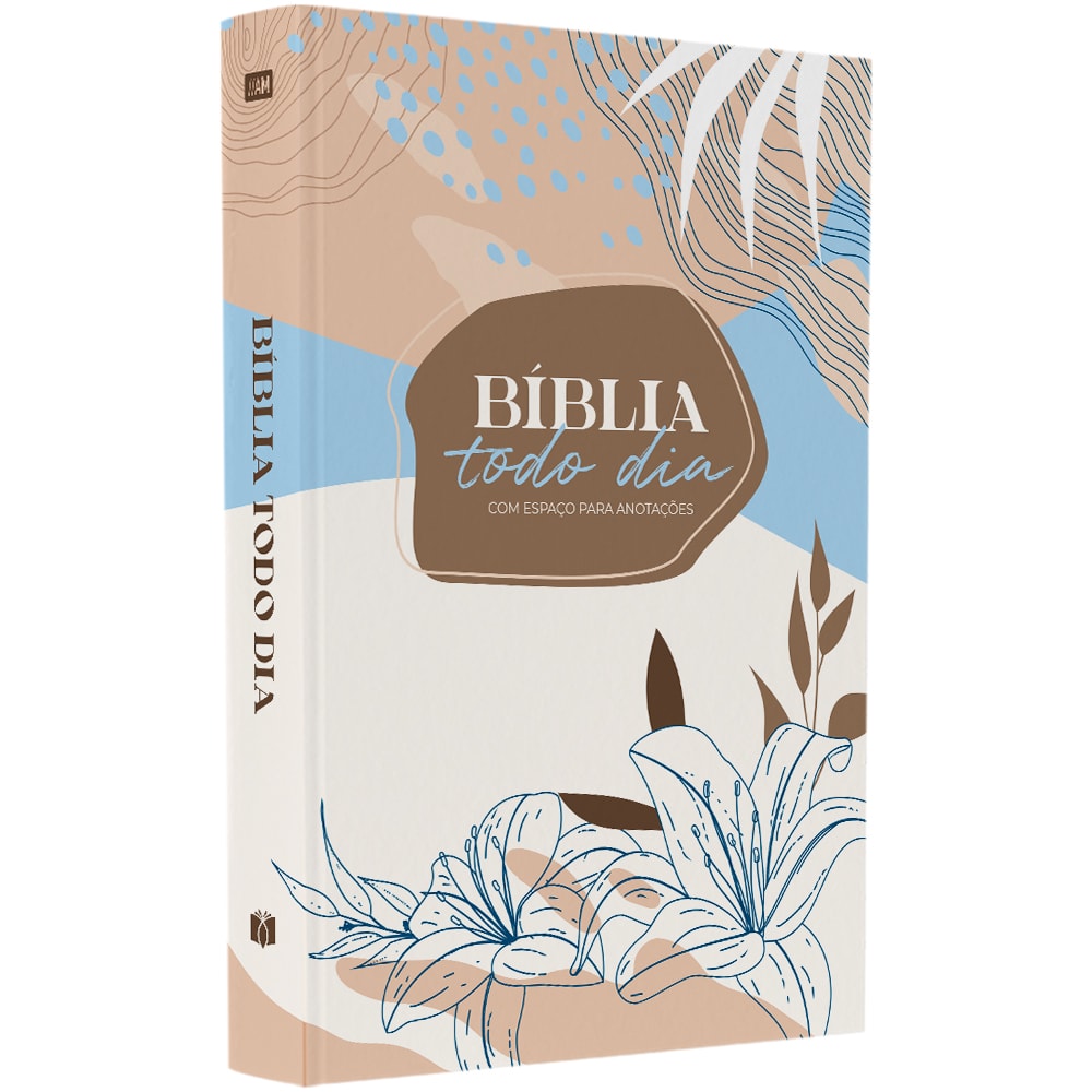 Bíblia Todo Dia, capa dura Primavera, com flores e detalhes em azul e marrom. — Plenitude