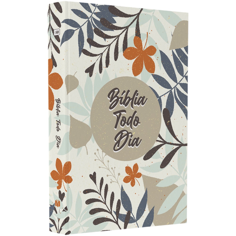 Bíblia Todo Dia, capa dura Outono com estampa floral em tons terrosos e azul, letra normal. — Plenitude