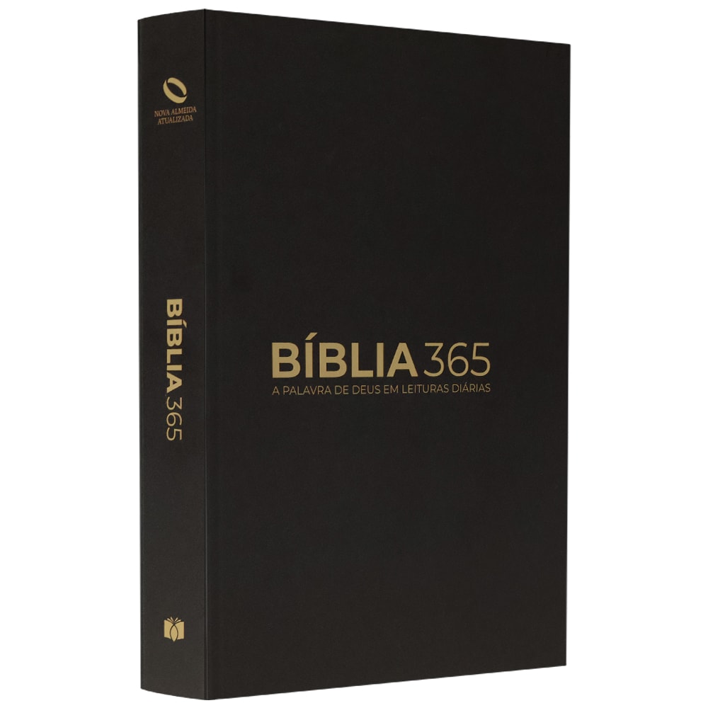 Bíblia 365 Tradicional NAA, capa dura preta com letras douradas, "A Palavra de Deus em Leituras Diárias". — Plenitude.