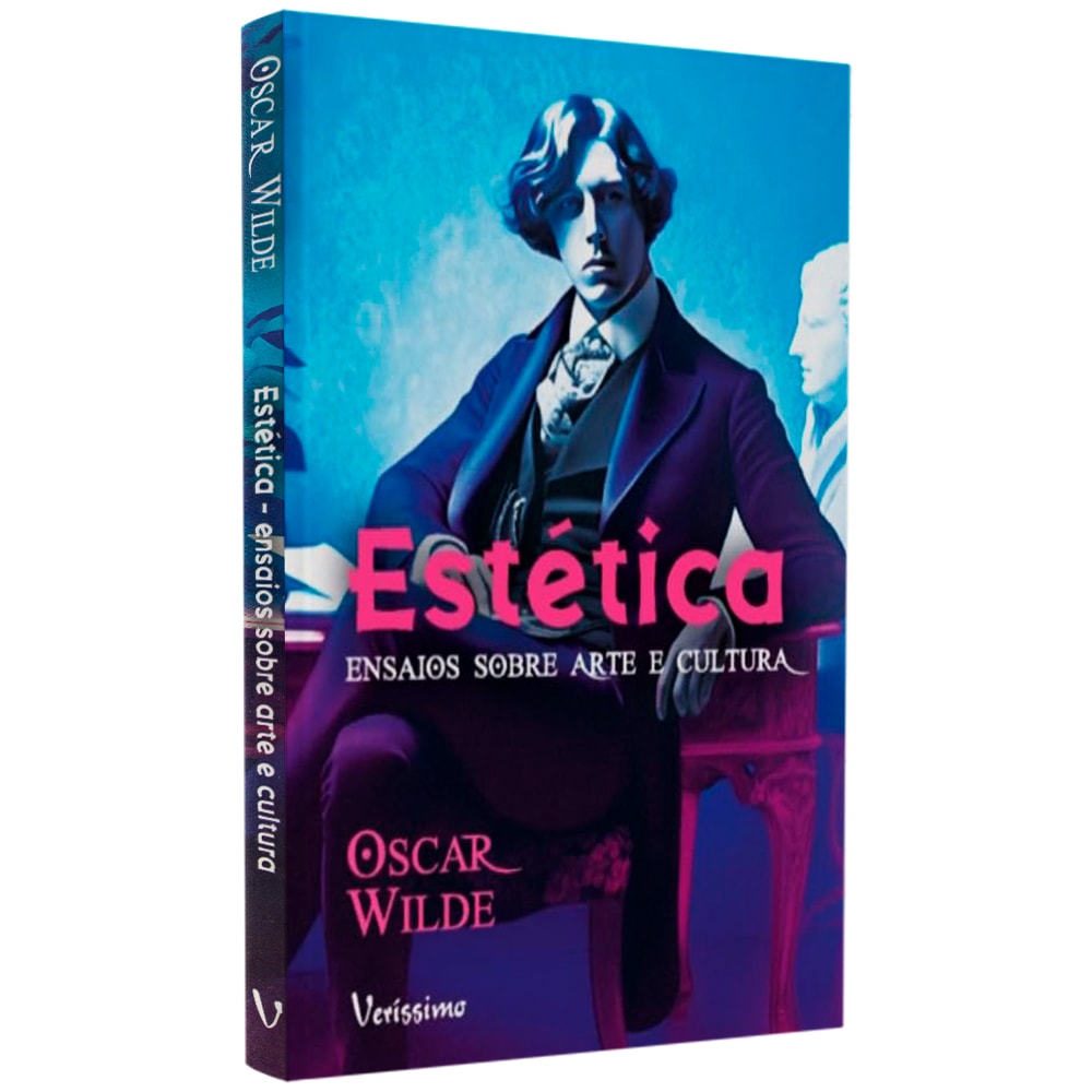 Livro Estética, de Oscar Wilde, capa azul com retrato de Oscar Wilde. — Plenitude