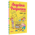 Livro de capa comum amarela com ilustração de crianças e título "Angelina Purpurina a Sortuda". — Plenitude