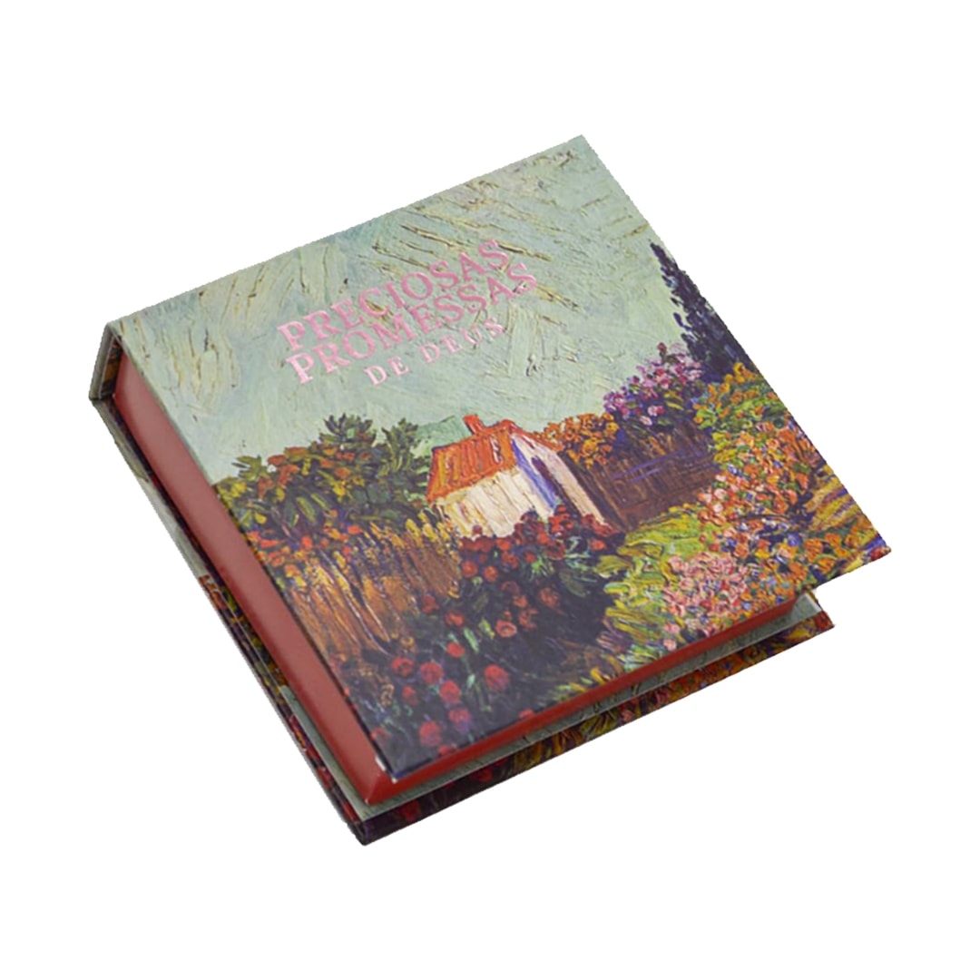 Caixinha de Promessas Preciosas Promessas de Deus, com pintura de paisagem. — Plenitude