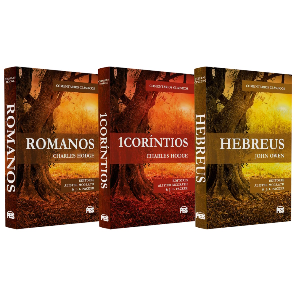 Kit Trio Comentários Clássicos, 3 volumes com capas de árvores e títulos Romanos, 1Coríntios, Hebreus. — Plenitude