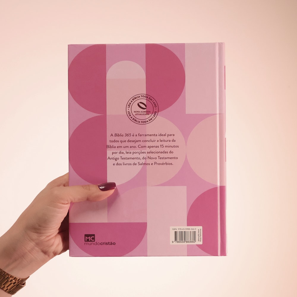 Bíblia 365 Rosa Feminina | NAA | Letra Grande | Capa Dura