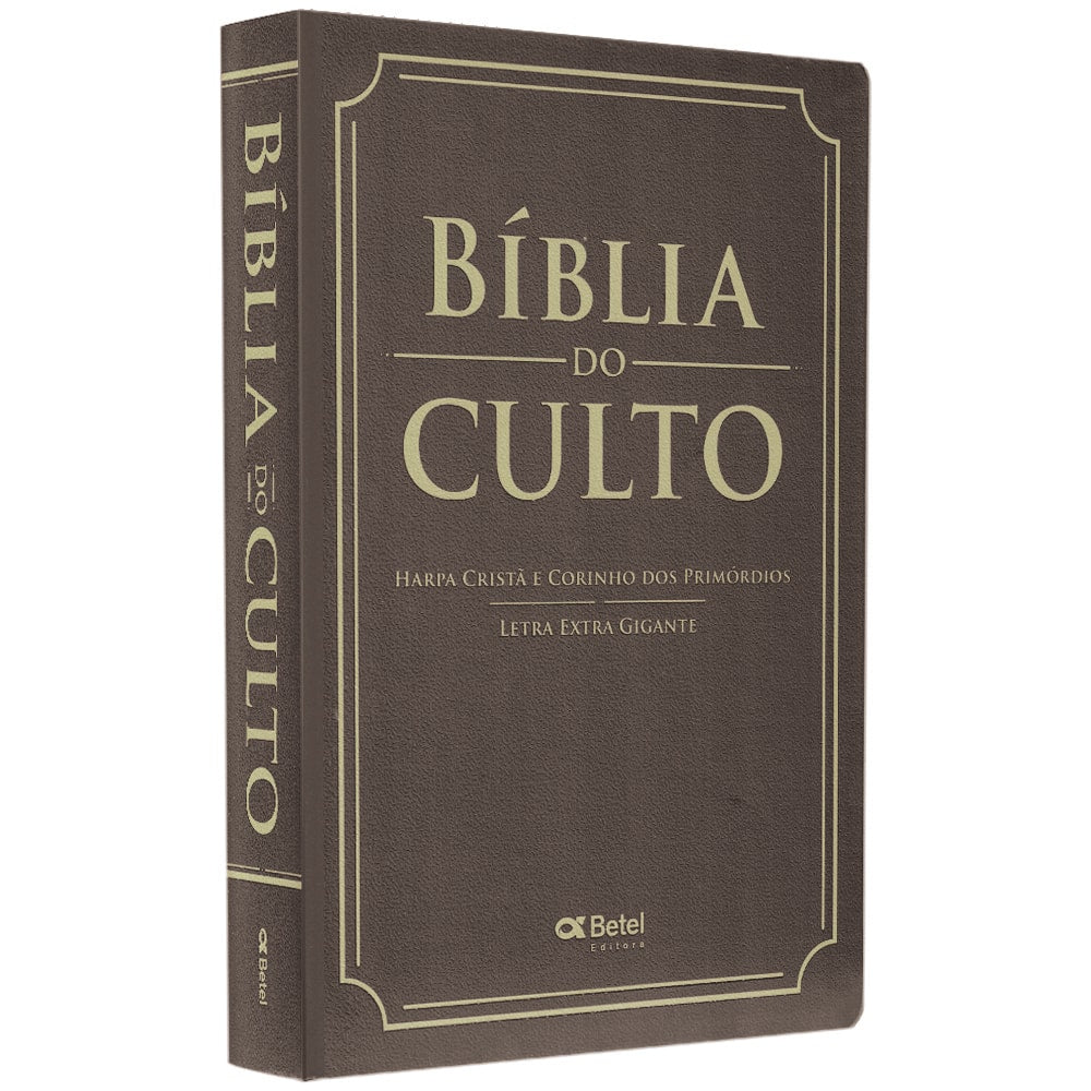Bíblia do Culto com Harpa Cristã e Corinhos ARC, capa marrom com letras extra gigante. — Plenitude