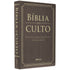 Bíblia do Culto com Harpa Cristã e Corinhos ARC, capa marrom com letras extra gigante. — Plenitude
