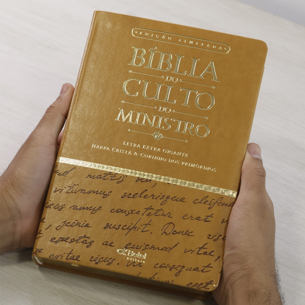 Bíblia do Culto do Ministro com Harpa Cristã e Corinhos | ARC | Letras ExtraGigante | Capa Luxo Marrom