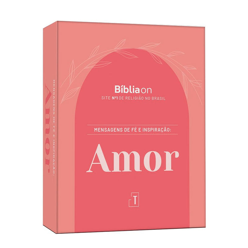 Livro Mensagens de Fé e Inspiração Amor, capa rosa com título em branco. — Plenitude