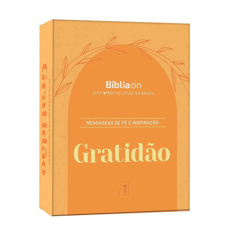 Livro Mensagens de Fé e Inspiração Gratidão, capa laranja com título em branco. — Plenitude